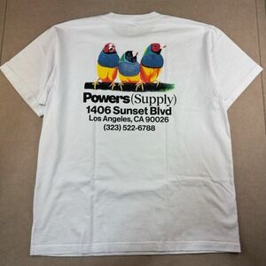 Powers Supply T-Shirt Men's XL White Graphic Promo Birds LA‎ Streetwear USA